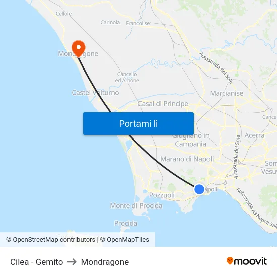 Cilea - Gemito to Mondragone map