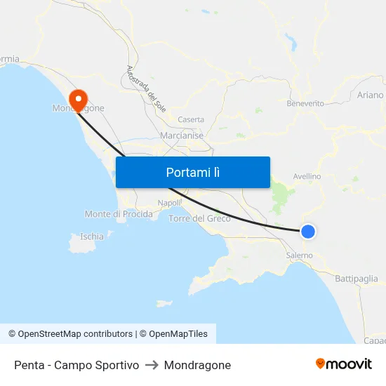 Penta - Campo Sportivo to Mondragone map
