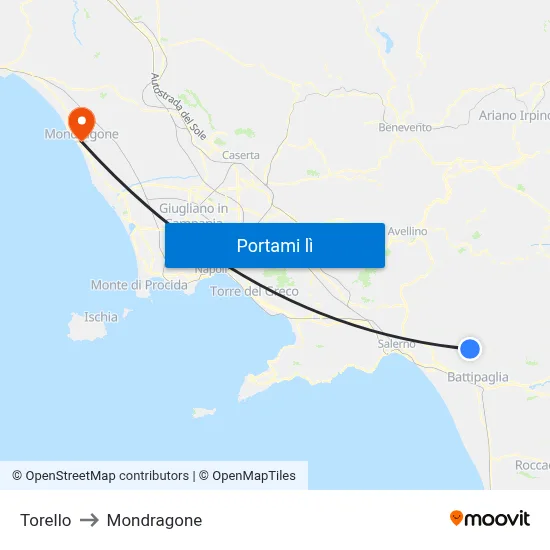 Torello to Mondragone map