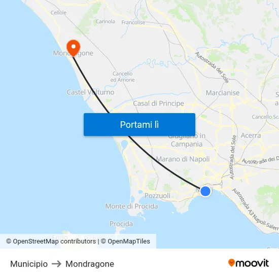 Municipio to Mondragone map