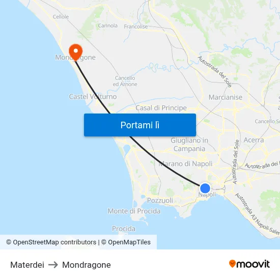 Materdei to Mondragone map