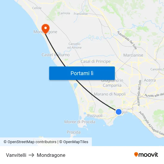 Vanvitelli to Mondragone map