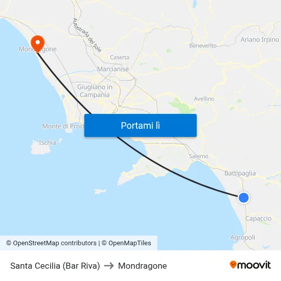 Santa Cecilia (Bar Riva) to Mondragone map