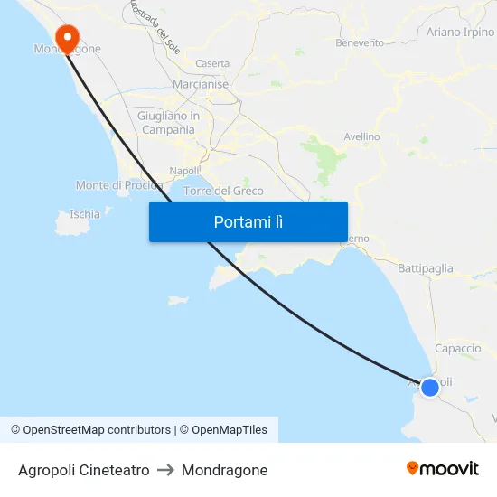 Agropoli Cineteatro to Mondragone map