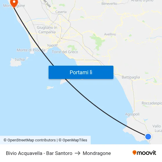 Bivio Acquavella - Bar Santoro to Mondragone map