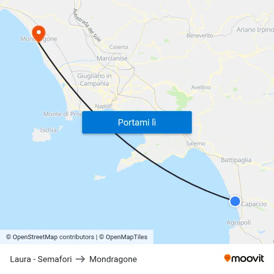 Laura - Semafori to Mondragone map