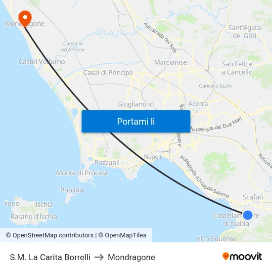 S.M. La Carita  Borrelli to Mondragone map