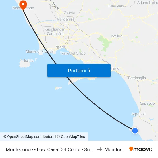 Montecorice - Loc. Casa Del Conte - Supermercato to Mondragone map