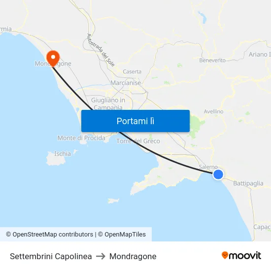 Settembrini Capolinea to Mondragone map