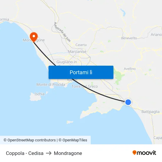 Coppola - Cedisa to Mondragone map