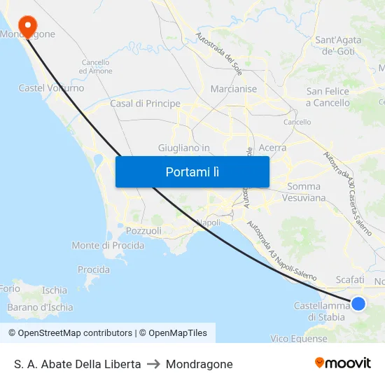 S. A. Abate Della Liberta to Mondragone map