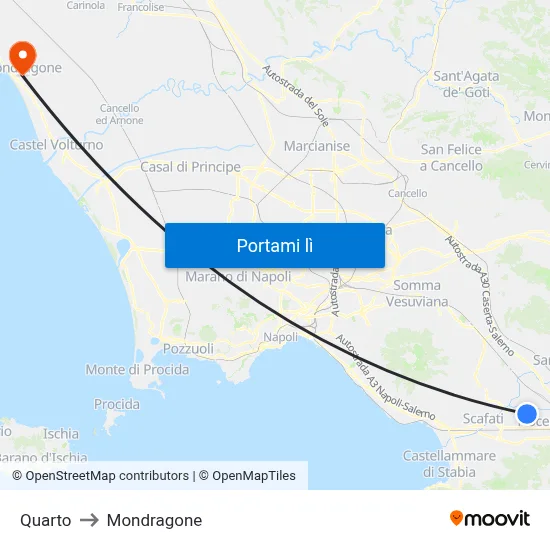 Quarto to Mondragone map