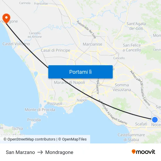 San Marzano to Mondragone map