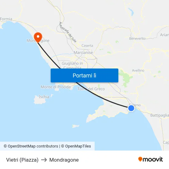 Vietri (Piazza) to Mondragone map