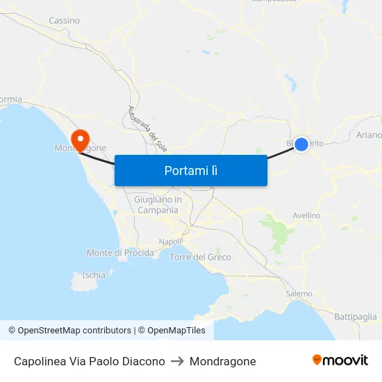 Capolinea Via Paolo Diacono to Mondragone map