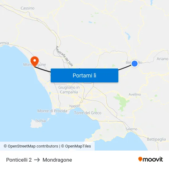 Ponticelli 2 to Mondragone map