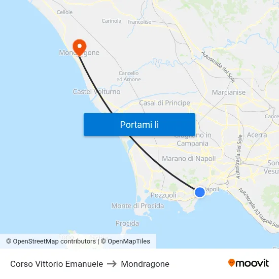 Corso Vittorio Emanuele to Mondragone map