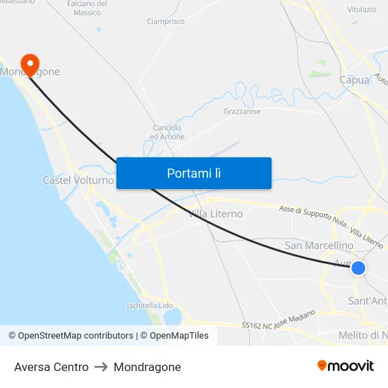 Aversa Centro to Mondragone map
