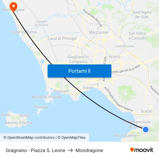 Gragnano - Piazza S. Leone to Mondragone map