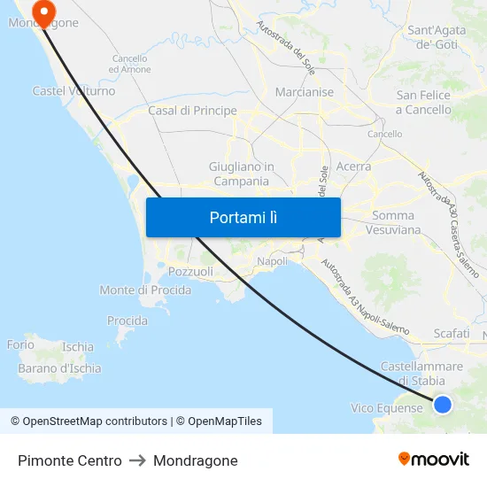 Pimonte Centro to Mondragone map