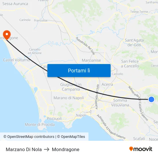 Marzano Di Nola to Mondragone map