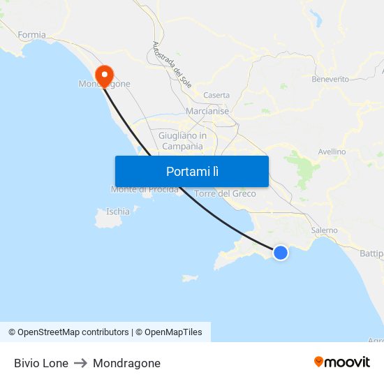 Bivio Lone to Mondragone map