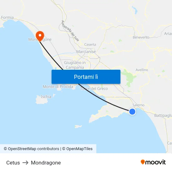 Cetus to Mondragone map