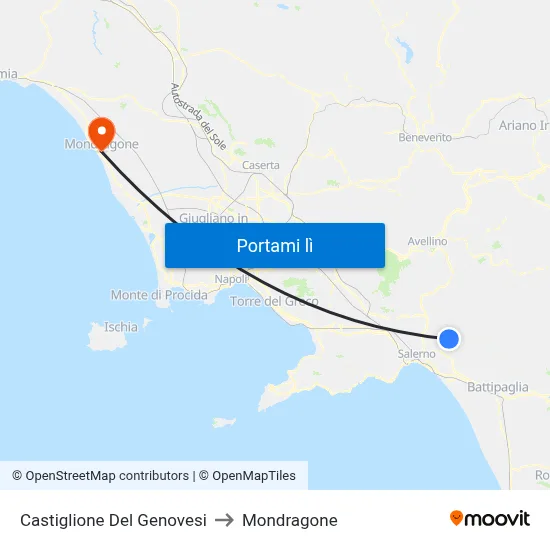 Castiglione Del Genovesi to Mondragone map
