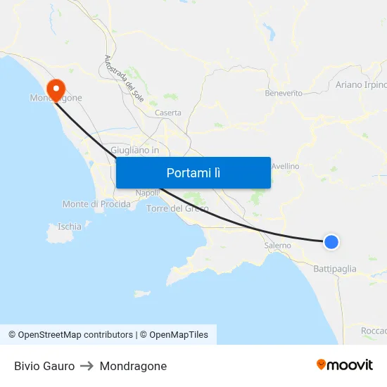 Bivio Gauro to Mondragone map