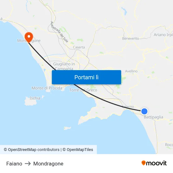 Faiano to Mondragone map