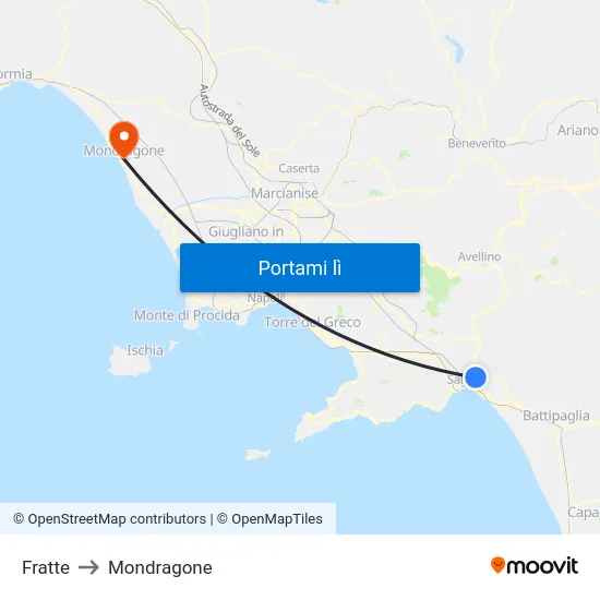 Fratte to Mondragone map