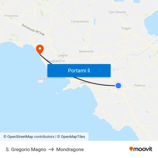 S. Gregorio Magno to Mondragone map