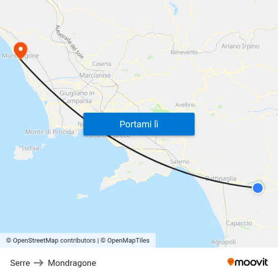 Serre to Mondragone map