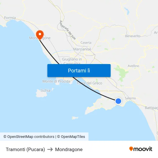Tramonti (Pucara) to Mondragone map
