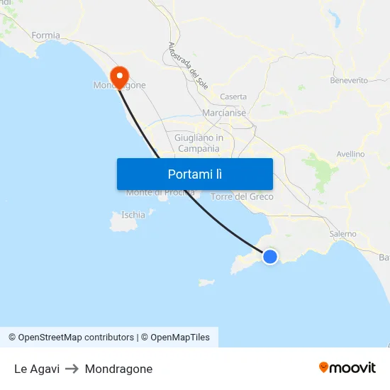 Le Agavi to Mondragone map