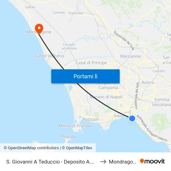 S. Giovanni A Teduccio - Deposito A.N.M. to Mondragone map