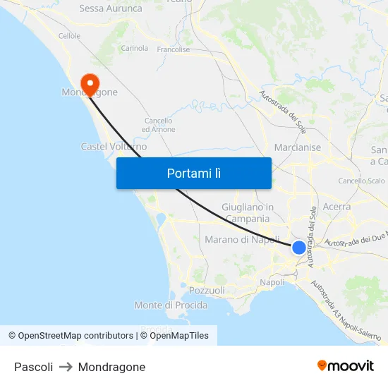 Pascoli to Mondragone map