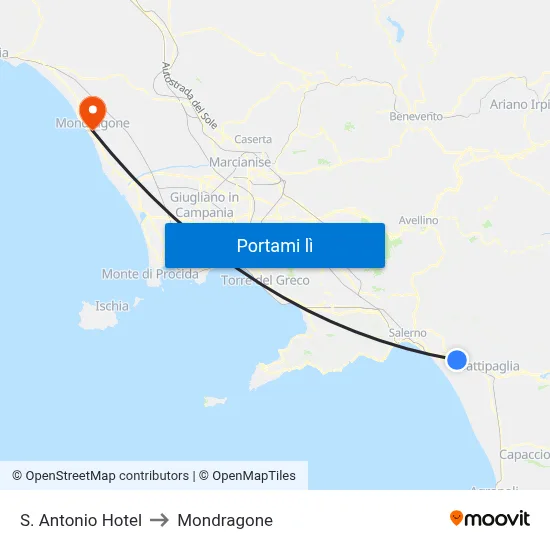 S. Antonio Hotel to Mondragone map