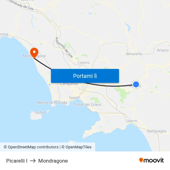 Picarelli I to Mondragone map