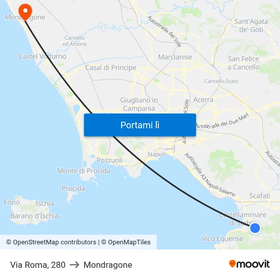 Via Roma, 280 to Mondragone map