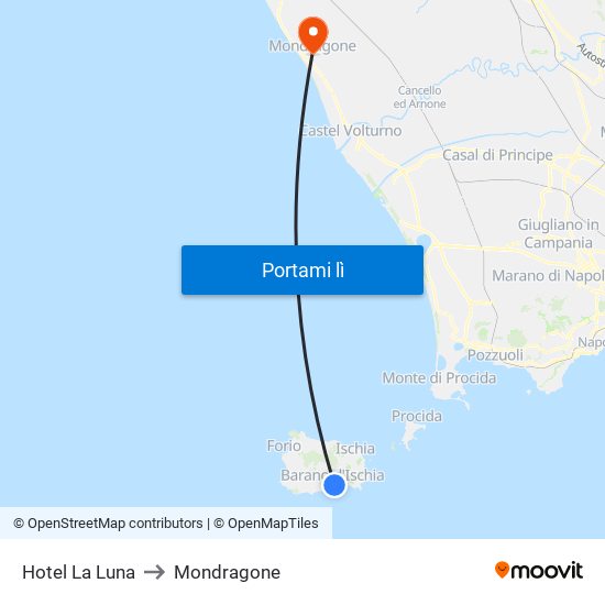 Hotel La Luna to Mondragone map