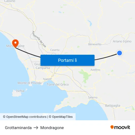 Grottaminarda to Mondragone map