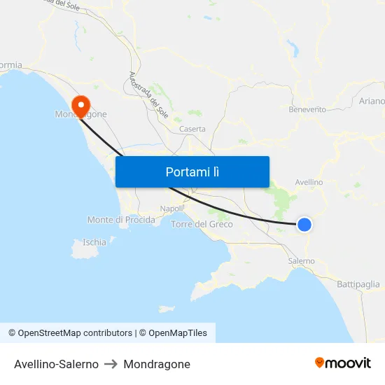 Avellino-Salerno to Mondragone map
