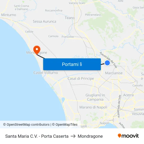Santa Maria C.V. - Porta Caserta to Mondragone map