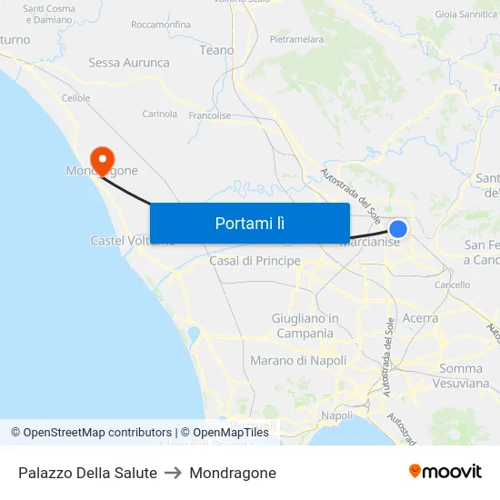 Palazzo Della Salute to Mondragone map
