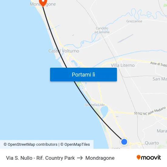 Via S. Nullo - Rif. Country Park to Mondragone map