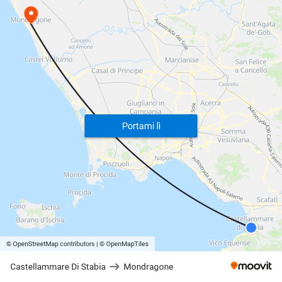 Castellammare Di Stabia to Mondragone map