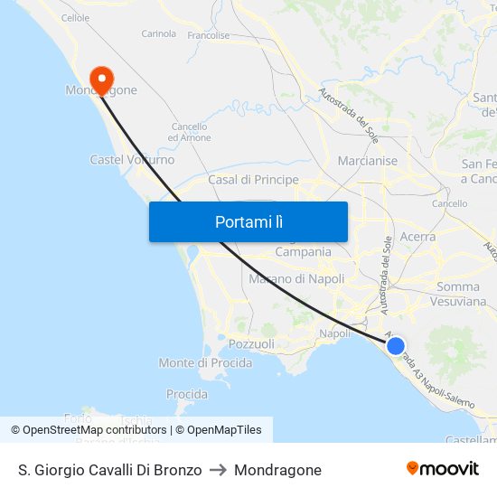 S. Giorgio Cavalli Di Bronzo to Mondragone map
