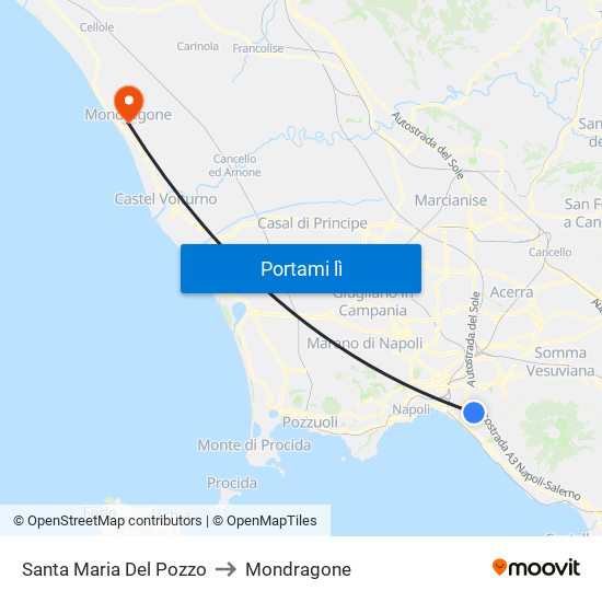 Santa Maria Del Pozzo to Mondragone map