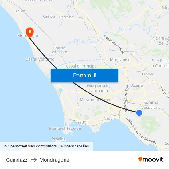 Guindazzi to Mondragone map